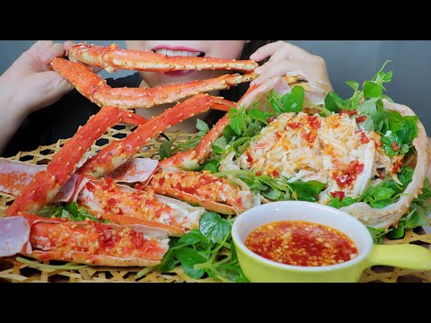 ASMR COOKING KING CRAB X SPICY KUMQUAT SAUCE FOR MY BIRTHDAY EATING SOUNDS | LINH-ASMR