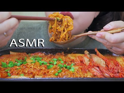 ASMR EATING SUPER SPICY CARBONARA HOT CHICKEN NOODLES WITH ME HUBBY . EATING SOUNDS | LINH-ASMR