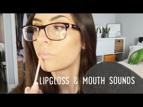 ASMR | Lipgloss application ( Kisses, Mouth sounds, Lip smacking )