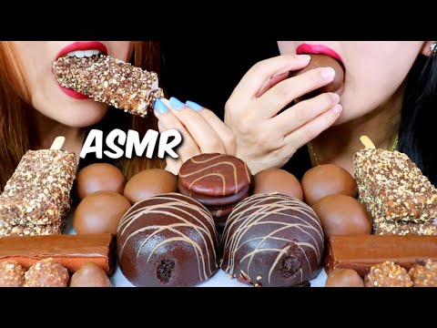 ASMR CHOCOLATE PARTY (CHOCOLATE CAKES, ICE CREAM, MARSHMALLOWS, ROLL CAKES) 리얼사운드 먹방 | Kim&Liz ASMR