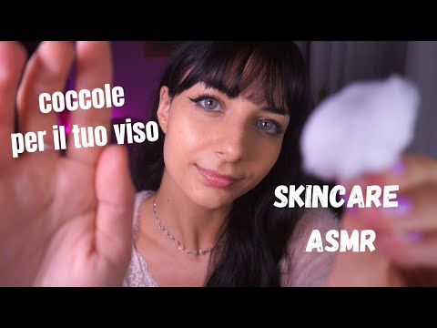 Pulizia del viso rilassante 🧖🏻‍♀️ 💤 ASMR ita (doing your skincare, close up personal attention)