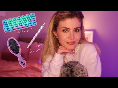 ASMR | Crisp n' Clicky Inaudible Whispers ✨  w/ Typing, Writing & Hairbrush sounds)