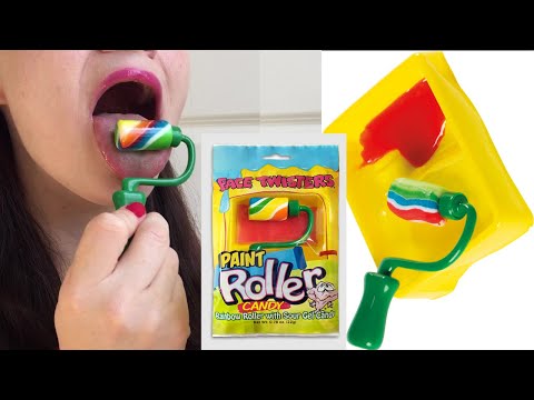 ASMR LOLLIPOP 🖌️🎨 Painting my tongue with sour green edible gel satisfying mouth sounds prank candy