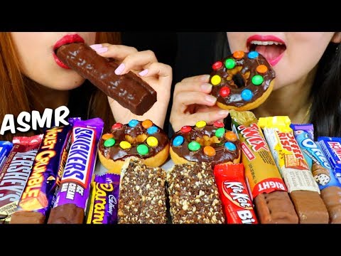 ASMR CHOCOLATE CANDY BARS, ICE CREAM BARS (M&M's, Oreo, Twix, Snickers) 아이스크림 먹방 | Kim&Liz ASMR
