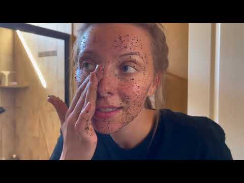 Coffee Face Scrub + ASMR ( water sounds, music ambiance ) Skin Care