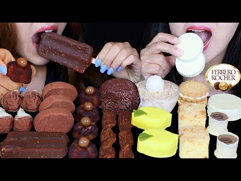 ASMR MILK VS WHITE CHOCOLATE (BABY MALTESERS CAKE, MINI LEMON MOUSSE, MARSHMALLOW EGGS, FERRERO) 먹방