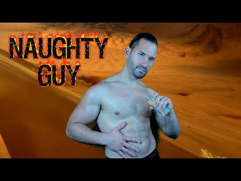 ASMR Naughty Guy Rubs Baby Oil On His Body In The Desert