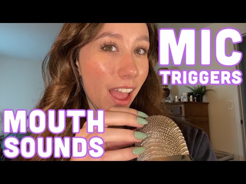 ASMR | Mouth Sounds + Fast & Aggressive Mic Triggers (Mic Scratching, Fluffy Cover, Mic Brushing)