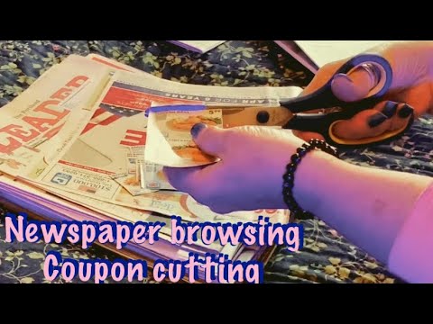 ASMR Request (No talking) Newspaper page turning & Coupon cutting