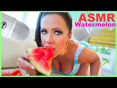 ASMR Eating Watermelon Fruit Sweet, Moist, and Chewy Sounds