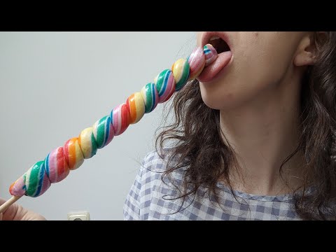 ASMR First time eating A Rainbow lollipop