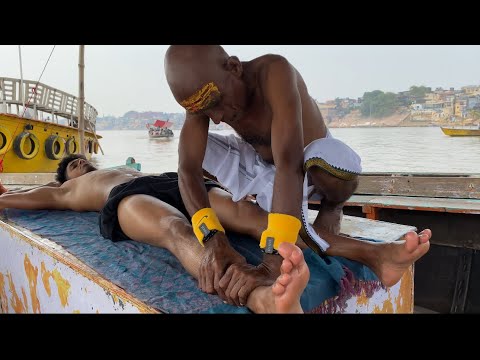 ASMR Massage In Boat | Street Barber Chamunda | Relaxing Body Massage