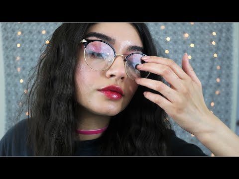 ASMR Tapping On My Glasses (Close up, Whispering, Tongue Clicking)