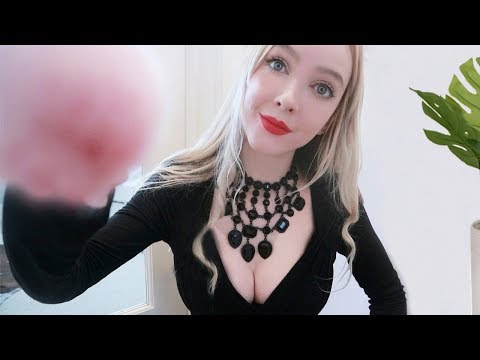 ASMR 💤Face  Brushing for Sleep, Close up Breathy Whisper, Mouth Sounds Ear to Ear
