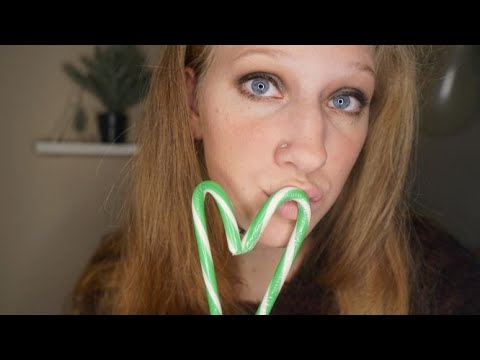 ASMR- Candy Cane Eating/ Licking  (Mouth Sounds)