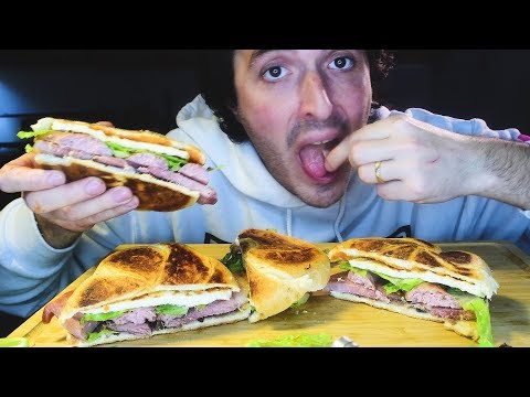Building Meaty BIG Torta Sandwiches and Eating * ASMR * Recipe! 자막 字幕  उपशीर्षक ( Real Sounds )