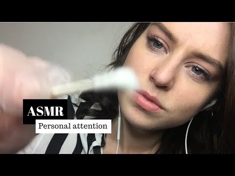 ASMR Cleaning your face with a Q tip (glove sounds), personal attention- Grapes Leaf