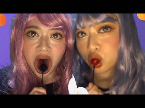 【ASMR】Halloween Twin Lollipop Eating