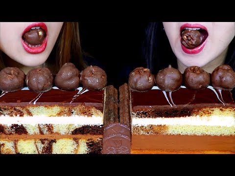ASMR THICK CHOCOLATE MOUSSE CAKES + CHOCOLATE CREAM PUFFS *SOFT EATING SOUNDS* WHOLE CAKE MUKBANG 먹방