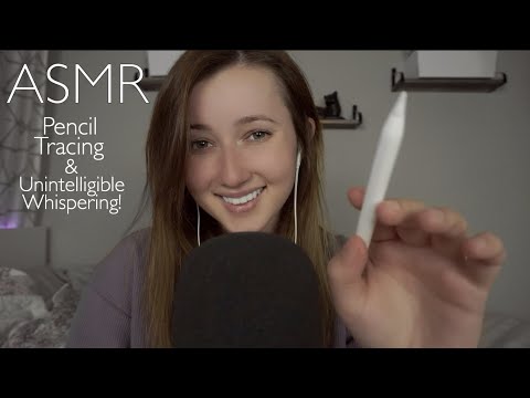 ASMR✨ Tingly Unintelligible Whispers + Pencil Tracing! *Personal Attention*
