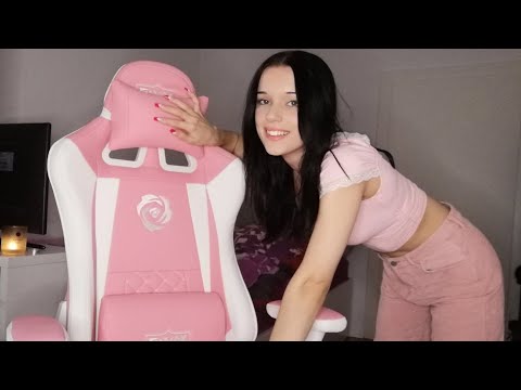 ASMR | Tapping on my pink gaming chair (not sponsored, I just like the sounds)