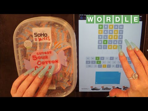 ASMR WORDLE & Gummy Candy Eating on iPad | Whispered Game Play