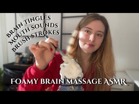 Brain Tingles ASMR| soft spoken microphone foam crinkly sounds, mouth sounds, brush strokes 🌙