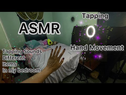 ASMR Hand Movements Tapping (Tapping on different things in my Bedroom)♡ Whispering 😻
