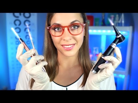 ASMR hospital Otoscope Ear Exam, Uncloging, Cleaning, Tuning Fork, Personal Attention