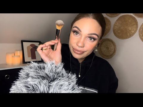 ASMR- Mic and Face Brushing with Mouth Sounds