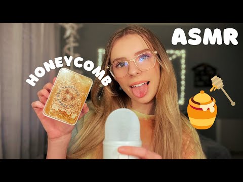ASMR | Honeycomb Eating 🍯 | Tapping & Sticky Mouth Sounds *fail?!*