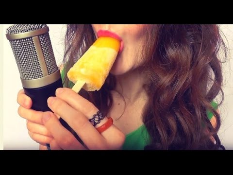 Russian ASMR eating, triggers, whisper, mouth sounds, champ,kissing—eating ice-cream—Julia ASMR