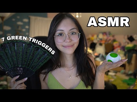 ASMR | 7 Fast and Aggressive Green Triggers (assortment and rambles)