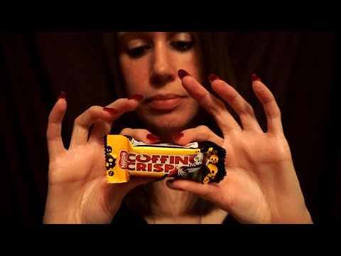ASMR Eating Crunchy Halloween Chocolate [Chewing, Crinkles, and Cardboard Scratching]