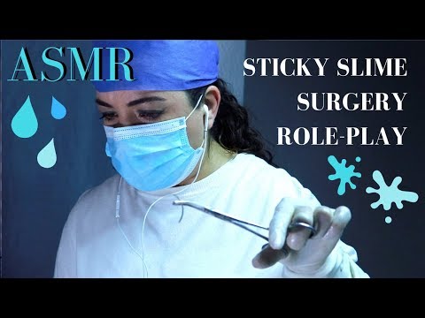 ASMR Sticky surgery, slime latex gloves sounds. Role-play