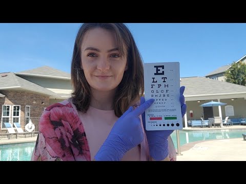 ASMR 2 minute and 39 second Eye Exam Outside  ☀️ 🌤 by the pool 💧
