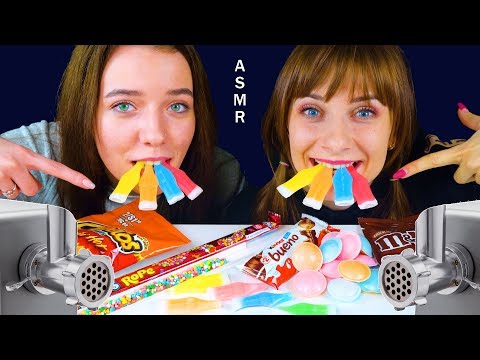 ASMR NERDS ROPE, HOT CHEETOS, UFO CANDY (REAL FOOD VS MEAT GRINDER) EATING SOUNDS LILIBU