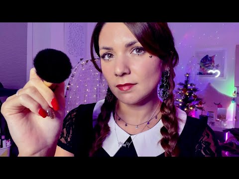 ASMR Wednesday Does Your Makeup and Hair for Rave'n Dance 🖤