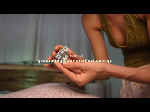 ASMR REIKI grounding anxious energy | hand movements, guided meditation, chakra balancing