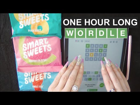ASMR Hour Long WORDLE & Gummy Candy Eating- Smart Sweets | Whispered