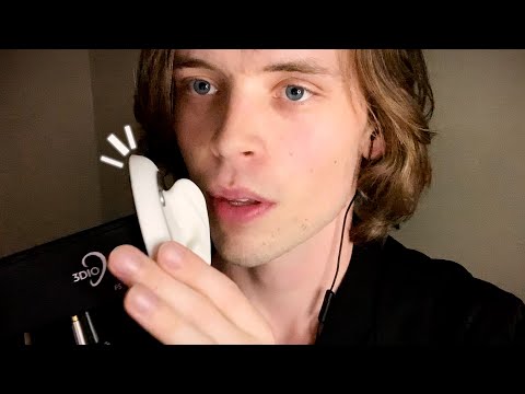 ASMR Deep Ear Whispering 3Dio (up close, ear to ear, mouth sounds, male)