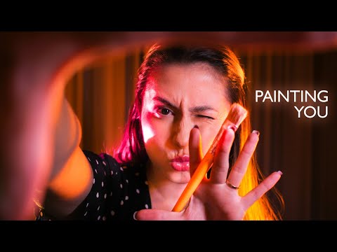 ASMR MEASURING & PAINTING YOUR FACE, PERSONAL ATTENTION, SOFT SPOKEN, MOUTH SOUNDS, CAMERA BRUSHING