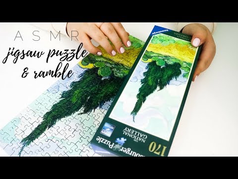 ♡ ASMR Doing A Jigsaw Puzzle & Soft Spoken Ramble 1 Hour Plus! ♡