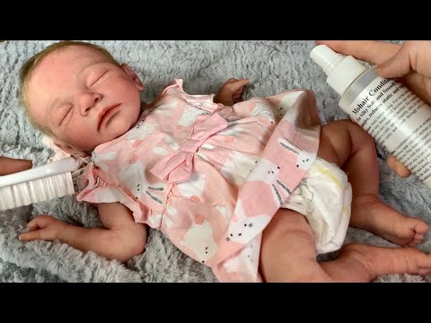 ASMR Powdering, Changing, Grooming a High End SILICONE REBORN BABY