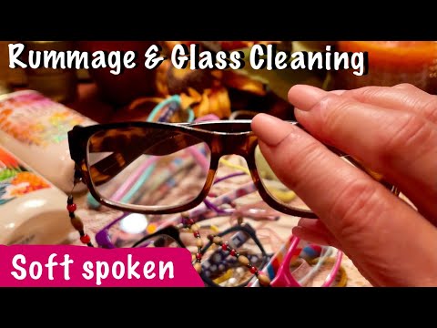 ASMR Request/Eyeglass cleaning & rummage (Soft spoken) Crackling candle lite.