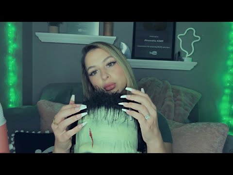 ASMR Hairplay + Scalp and Head massage (gum chewing)
