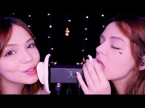 ASMR 1 HOUR of Ear Licking and Kissing 🥰 100K Special ♥ TWINS
