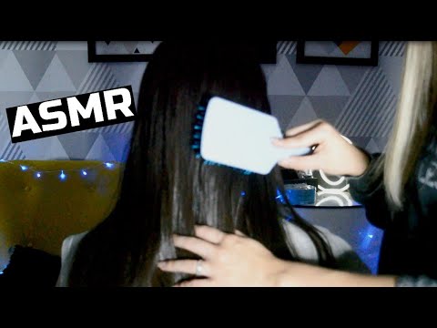ASMR - Fazendo MASSAGEM no cabelo da minha irmã (Hair Brushing & Haircut Sounds)