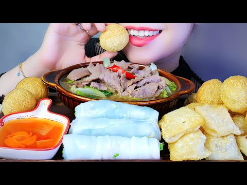 ASMR PHỞ CHIÊN PHỒNG  -  fried pho and pho rolls , EATING SOUNDS | LINH ASMR