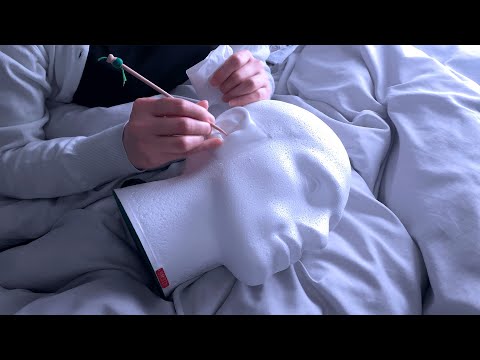 ASMR Realistic Ear Cleaning to Fall Asleep in Bed 😪 ear blowing, SR3D dummy head / 耳かき